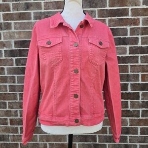 Masseys Vibrant Pink Denim Jacket Women’s Size Small Button Front Pockets
